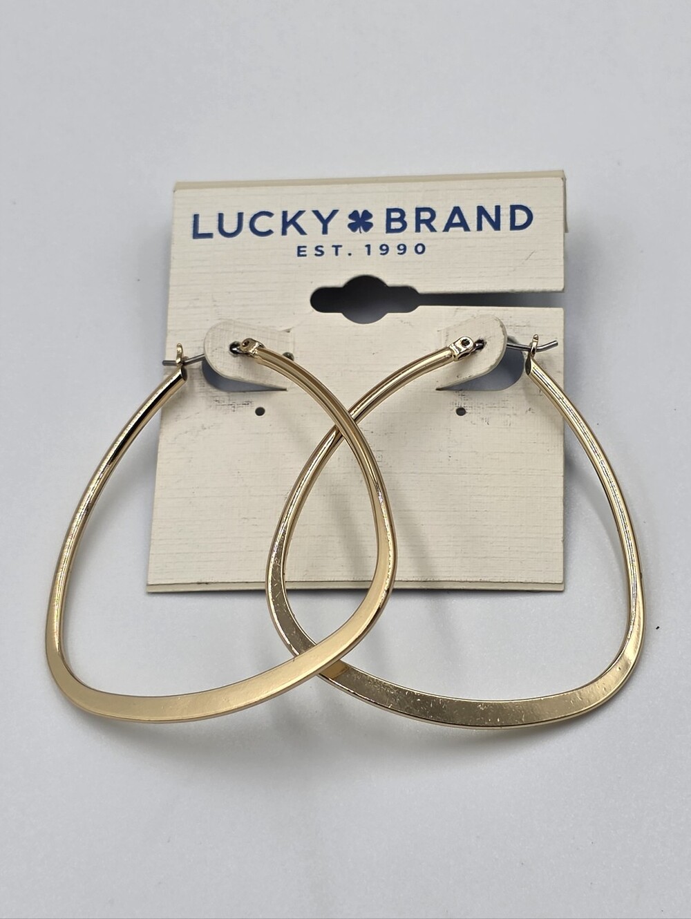 Lucky Brand Polished Gold Twisted Teardrop Hoop Earrings New‎